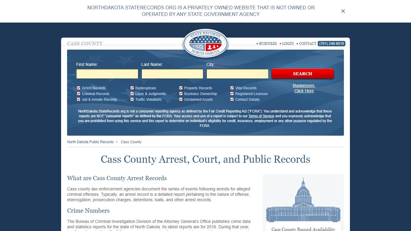 Cass County Arrest, Court, and Public Records