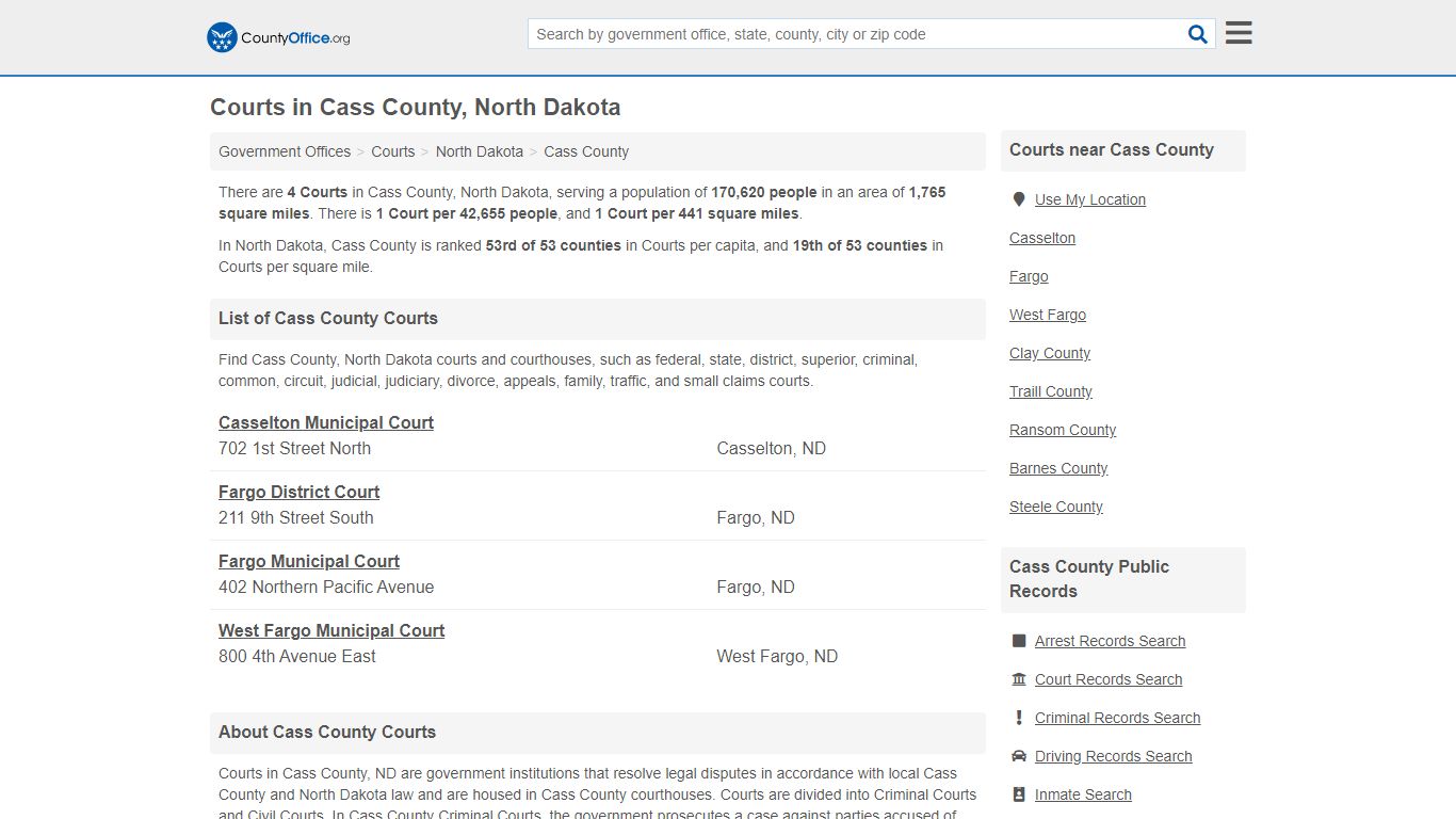 Courts - Cass County, ND (Court Records & Calendars)